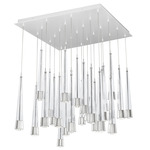 Quill Square Multi Light Pendant - Chrome / Clear