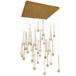 Quill Square Multi Light Pendant - Aged Brass / Clear