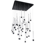 Quill Square Multi Light Pendant - Black / Clear