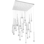 Quill Square Multi Light Pendant - Chrome / Clear