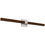 Tie Stix Wood Indirect Vanity Light with Power - Satin Nickel / Wood Walnut