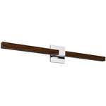 Tie Stix Wood Indirect Vanity Light with Power - Chrome / Wood Walnut
