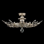 Crystal Laurel Semi Flush Ceiling Light - Antique Taupe w/Silver Leaf / Crystal