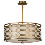 Allegretto Drum Pendant - White Linen / Gold Leaf