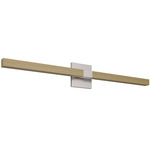 Tie Stix Wood Indirect Remote Power Vanity Light - Satin Nickel / Wood White Oak