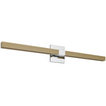 Tie Stix Wood Indirect Remote Power Vanity Light - Chrome / Wood White Oak