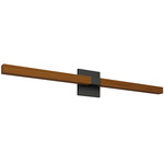 Tie Stix Wood Indirect Remote Power Vanity Light - Satin Black / Wood Cherry