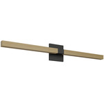 Tie Stix Wood Indirect Remote Power Vanity Light - Satin Black / Wood White Oak