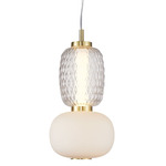 Cyra Double Pendant - Brass / Clear / White