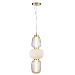 Cyra Triple Pendant - Brass / Clear / White