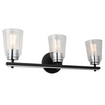 Essex Bathroom Vanity Light - Black / Nickel / Clear