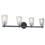 Essex Bathroom Vanity Light - Black / Nickel / Clear