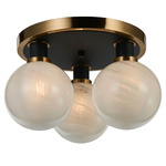 Gem Ceiling Light - Brushed Brass / Black / Blizzard Glass