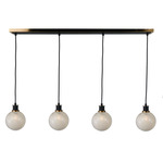 Gem Linear Pendant - Brushed Brass / Black / Blizzard Glass