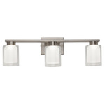 Saville Color Select Bathroom Vanity Light - Brushed Nickel / Clear / White