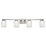 Saville Color Select Bathroom Vanity Light - Brushed Nickel / Clear / White