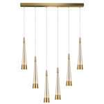 Sunnyvale Linear Multi Light Pendant - Brushed Brass / Clear