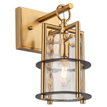 Burford Wall Light - Brushed Brass / Black / Clear
