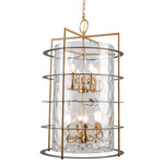 Burford Chandelier - Brushed Brass / Black / Clear
