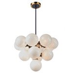 Gem Chandelier - Brushed Brass / Black / Blizzard Glass
