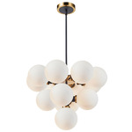 Gem Chandelier - Brushed Brass / Black / White