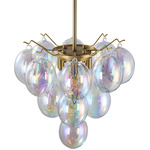 Globo Chandelier - Brushed Brass / Iridescent