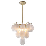 Globo Chandelier - Brushed Brass / White