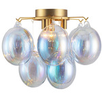 Globo Ceiling Light - Brushed Brass / Iridescent