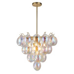Globo Chandelier - Brushed Brass / Iridescent