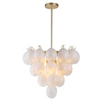 Globo Chandelier - Brushed Brass / White