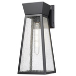 Lucian Outdoor Wall Light - Black / Clear Seeded