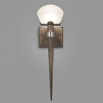 Comet Wall Sconce - Blackened Brass Body / Satin Nickel Frame / Etched Glass