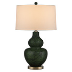 Kinnaird Table Lamp - Antique Brass / Moss Green / Eggshell Linen