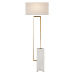 Beside Floor Lamp - Antique Brass / White / White