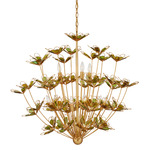 Midsummer Chandelier - Contemporary Gold & Silver Leaf / Green