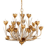 Hortensia Chandelier - Contemporary Gold & Silver Leaf