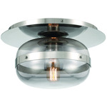 Nottingham Semi Flush Ceiling Light - Polished Nickel / Smoke