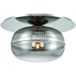 Nottingham Semi Flush Ceiling Light - Polished Nickel / Smoke