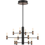 Albany 12-Light 3-Tier Chandelier - Brass / Black / White