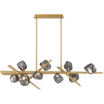 Thorah Linear Chandelier - Gold / Smoke
