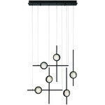 Barletta Linear Chandelier - Black / Clear Seeded