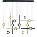 Barletta Linear Chandelier - Gold / Black / Clear Seeded