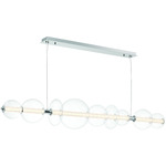 Atomo Linear Chandelier - Chrome / Clear
