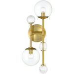 Traiton Double Wall Sconce - Gold / Clear