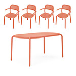 Toni Tavolo Outdoor Dining Table and Chairs Set - Tangerine