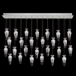 Essence Linear Teardrop Multi Light Pendant - Silver Leaf / Silver Saffron