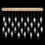 Essence Linear Teardrop Multi Light Pendant - Gold Leaf / Silver Saffron