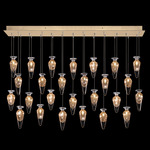 Essence Linear Teardrop Multi Light Pendant - Gold Leaf / Gold Saffron