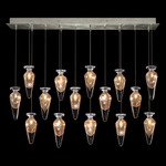 Essence Linear Teardrop Multi Light Pendant - Silver Leaf / Gold Saffron