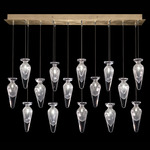 Essence Linear Teardrop Multi Light Pendant - Gold Leaf / Silver Saffron